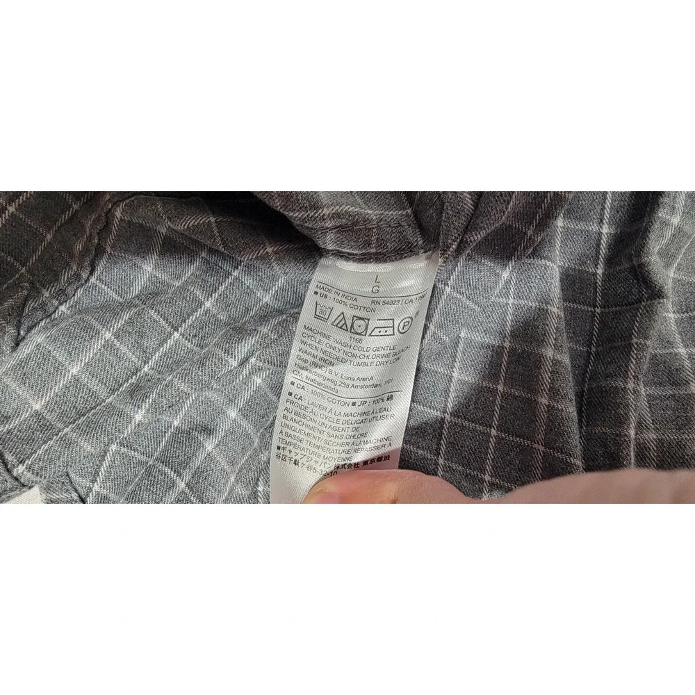 Banana Republic Mens Untucked Fit Grey Grid Cotton Button Down Shirt Large